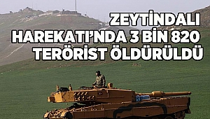 Zeytin Dalı Harekatı'nda 3 bin 820 terörist öldürüldü