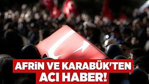 Afrin ve Karabük'ten acı haber!