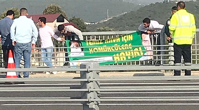 Osmangazi Köprüsü'nde 'Kömürcüler OSB' eylemi