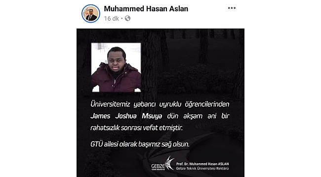 GTÜ öğrencisi hayatını kaybetti 