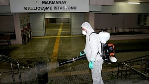 Marmaray istasyonlarında dezenfekte çalışması
