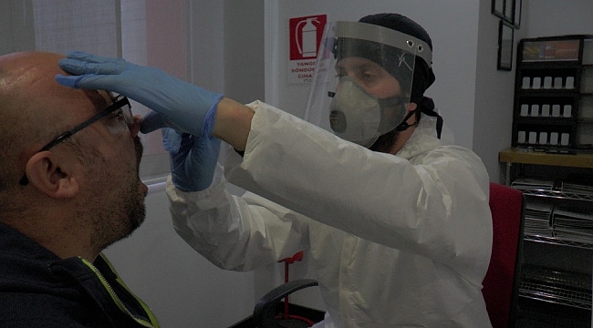 Gebze'de işçilere korona virüs taraması yapılıyor