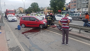 Kazada bariyer otomobilin içine girdi: Sürücü, eşi ve kızı yaralı
