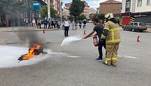 İtfaiyeden mahalle sakinlerine yangınla mücadele eğitimi